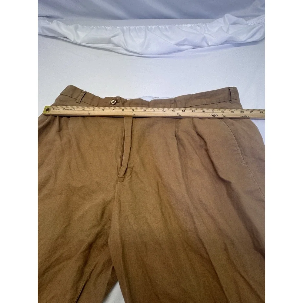Giorgio Inserti Collezione Italiano Dress Pants Mens 42x36 Brown 100% Linen Y2K